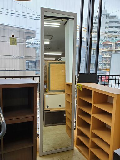 大型ミラー ウォールミラー 立掛け ホワイト■幅60㎝×高さ230㎝■近隣配送無料 買取帝国 朝霞店