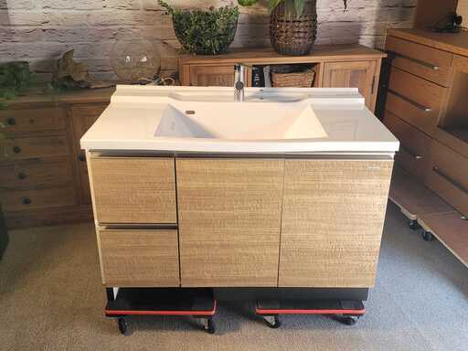 (IK06-S)倉庫渡し限定品 タカラスタンダード 洗面化粧台＆ミラーキャビネット◆W1100mm◆住宅設備◆モデルルーム展示品