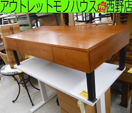 木製 ローテーブル 120×60 引き出し付き アイアン脚 センターテーブル リビングテーブル おしゃれ 北欧風 札幌 西野店