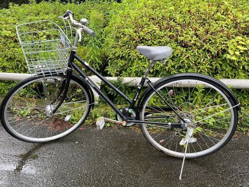 自転車　No.1461　ブラック　27インチ　6段切替　LEDオートライト　シティサイクル　ママチャリ　【リサイクルショップどりーむ鹿大前店】