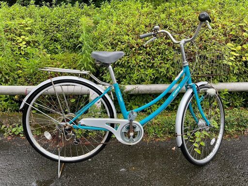 自転車　No.1458　水色/シルバー　26インチ　LEDオートライト　6段切替　【リサイクルショップどりーむ鹿大前店】