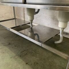 ステンレス 2槽シンク シンク付き 作業台 厨房用品 業務用 バックガードあり  W1500×D650×H990mm Y0016