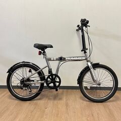 使用少 20インチ HUMMER ハマー 折りたたみ自転車 ギア6段変速 シルバー サイクリング 通勤 通学
