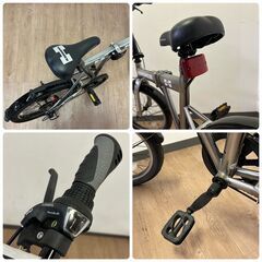 使用少 20インチ HUMMER ハマー 折りたたみ自転車 ギア6段変速 シルバー サイクリング 通勤 通学