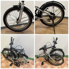 使用少 20インチ HUMMER ハマー 折りたたみ自転車 ギア6段変速 シルバー サイクリング 通勤 通学