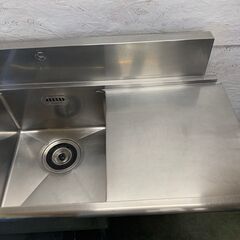 ステンレス ２槽シンク シンク付き 作業台 バックガードあり 厨房用品 業務用 W1500×D650×H1040mm N0162