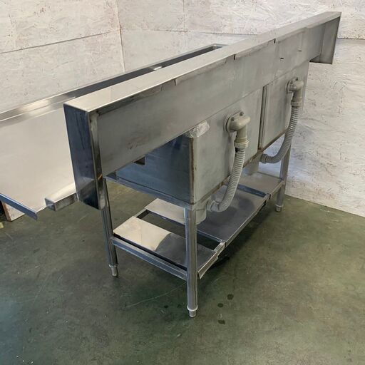 ステンレス 2槽シンク シンク付き 作業台 バックガードあり  