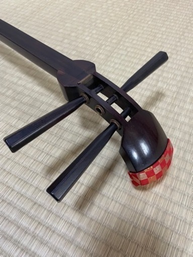 津軽三味線 中棹 花梨 人工皮 丸打胴 延棹 和楽器 三味線 花梨