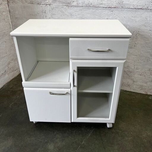 【ジモティ限定特価】 【家電収納キャビネット】 キッチンボード レンジ台 収納 キャスター付 N0165G