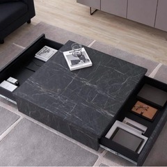 LOWYA センターテーブル ストーン調 幅90cm×90cm