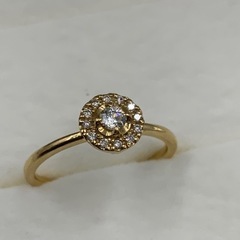 K18 18金 スターダイヤ リング 2g 約9号 0.088ct 0.05ct WISH UPON