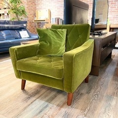 カリモク60 ロビーチェア1シーター モケットグリーン