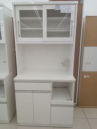 ★ジモティ割あり★  レンジボード ホワイト H190×D51×W89.5 クリーニング済み HJ3470