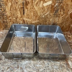 C(6442) ② AG ステンレス 角バット 2枚取 ふた付き 手付き 2個セット