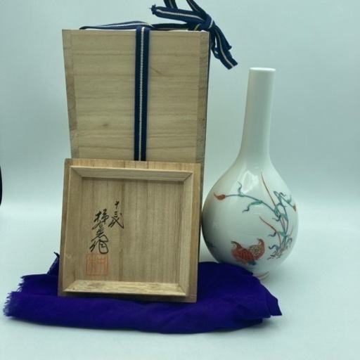 a327506 酒井田柿右衛門 十三代 一輪挿し 花瓶 壺 生花 陶器 骨董品 中古品