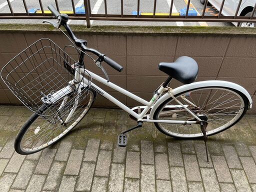 自転車　No.1303　ホワイト　27インチ　ライト付き　ママチャリ　シティサイクル　【リサイクルショップどりーむ荒田店】