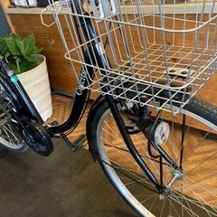 前輪タイヤ・チェーン新品！ LEDダイナモ 6段変速 26インチ自転車 ブラック