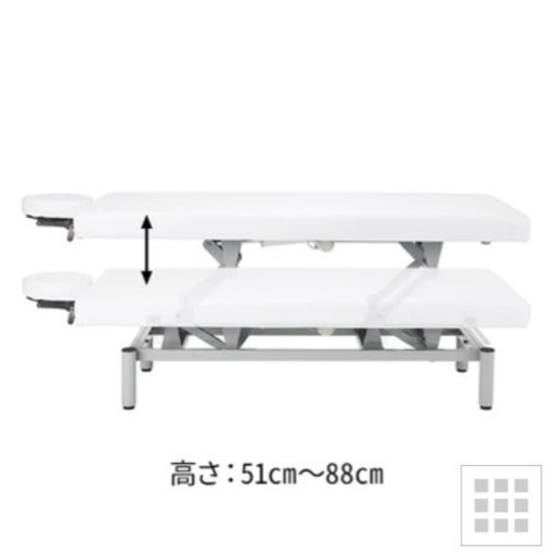 手動昇降マッサージベッドDX ホワイト（フェイスマット・アームレスト
