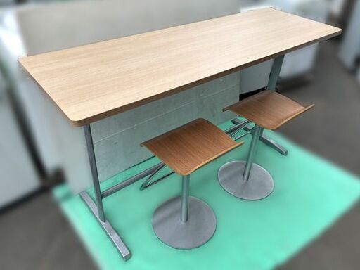 【自社配送は札幌市内限定】okamura/オカムラ カウンターテーブル+カウンターチェア×2脚セット 幅180cm 2016年製 中古【USED】