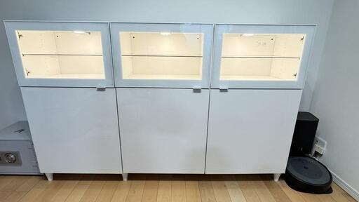 明かりのつく食器棚 引取り限定