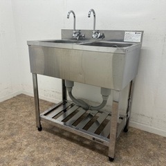 アズマ 業務用 ステンレス 2層シンク流し台 蛇口付き 厨房 飲食店 