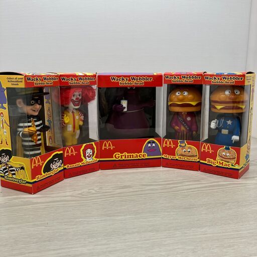 【レトロ・保管品】ファンコ社　wacky wobble　マクドナルド　首振り人形　5体セット　アメリカン雑貨(B6-128)