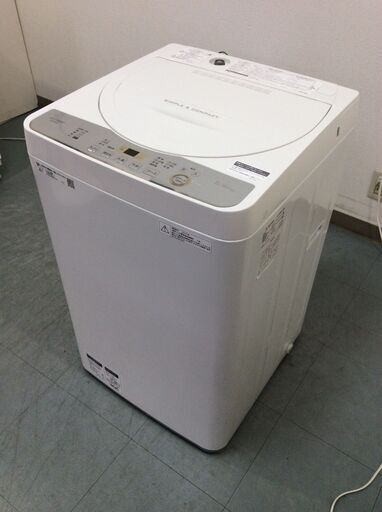 （7/4受渡済）JT8949【SHARP/シャープ 5.5㎏洗濯機】美品 2019年製 ES-GE5C 家電 洗濯 簡易乾燥付