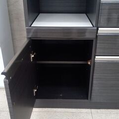 ☆ジモティ割あり☆ 社団法人全国家具工業連合会 レンジボード 黒 H200×