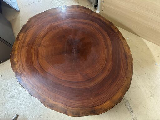 木製　センターテーブル　ローテーブル　美品　座卓　天板　天然木　年輪模様　天板の厚み7cm