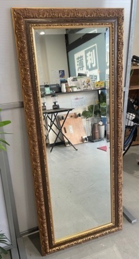 1】 大型 アンティーク 木製 ミラー 鏡 姿見 0619-90 MINT（家具