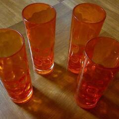 レトロなグラス ガラスコップ オレンジ 食器