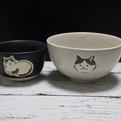 生活雑貨 食器　猫柄　小鉢、茶碗セット