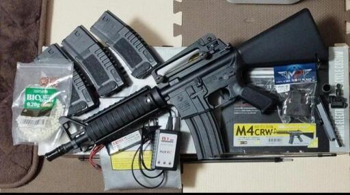 東京マルイ　M4CRW 電子トリガー他カスタム品\u0026プレートキャリア等装備品多数セット　サバゲー