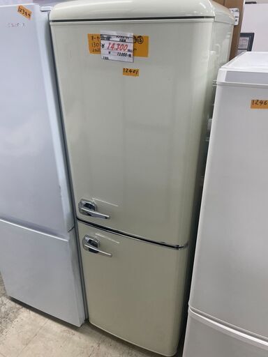 リサイクルショップどりーむ荒田店 No12401 冷蔵庫　アイリスオーヤマ　１３０L　2021年製　クラシカルなデザインがお洒落♪