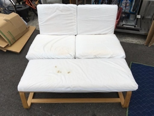 A-704　無印良品 フットレスト兼用ベンチ 1人掛け×2ソファ