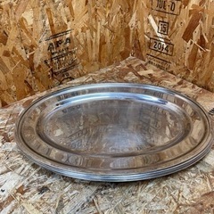  (s6459) ステンレス製 バイキング ビュッフェ レストラン 飲食店 小判皿 5枚 中古品 