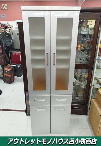 食器棚 ホワイト 収納家具 キッチン収納 現状品 幅59cm×奥行42cm×高さ180.5cm 苫小牧西店