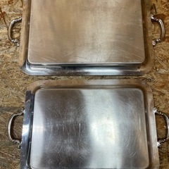  (s6460) YUKIWA ステンレス オードブル皿 角皿 プレート大皿 20インチ 22インチ 2個セット中古品