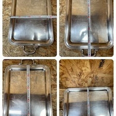  (s6460) YUKIWA ステンレス オードブル皿 角皿 プレート大皿 20インチ 22インチ 2個セット中古品