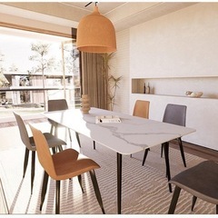 セラミックダイニングセット　ホワイト　160CM  高級感　手入れしやすい　耐久性　傷防止