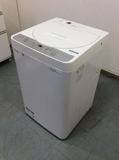 （7/4受渡済）JT8994【SHARP/シャープ 5.5㎏洗濯機】美品 2019年製 ES-GE5C 家電 洗濯 簡易乾燥付