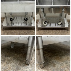 ステンレス　業務用　2層シンク流し台　厨房　飲食店　W９００ｘＤ４５０ｘH８００ｍｍ