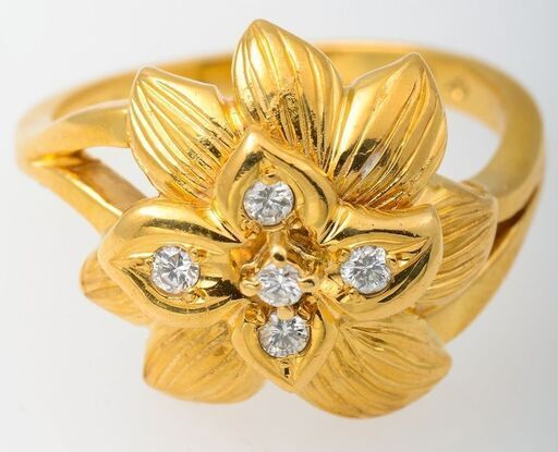 K18 ダイヤモンド リング (花モチーフ) 品番d23-14
