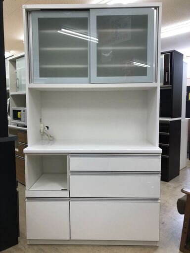 丸仙工業 キッチンボード 食器棚 レンジ台 システムキッチンボード ゼファー114 ホワイト おしゃれ クリーニング済 幅114cm おしゃれ 堺市 石津【ジャングルジャングルサカイ石津店】