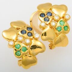 750YG エメラルド・サファイア・ダイヤモンド ピアス 品番d23-15 750YG エメラルド・サファイア・ダイヤモンド ピアス 品番d23-15
