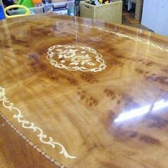 修復跡あり 猫脚 センターテーブル 幅140 奥行78 高さ48cm 象嵌細工