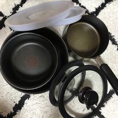 ［急ぎ／無料］キッチン・調理用品　T-fal鍋2点セット＋鉄製片手鍋