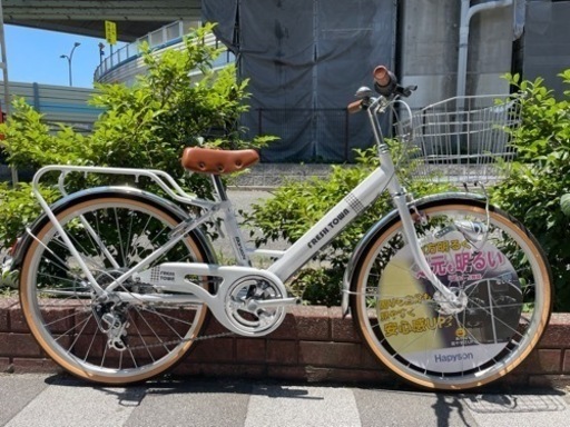 新車子供自転車　女の子　メーカーマルイシ　SHIMANO/外装6段変速　LEDオートライト　人気のホワイト✨　点検調整永久無料　西宮