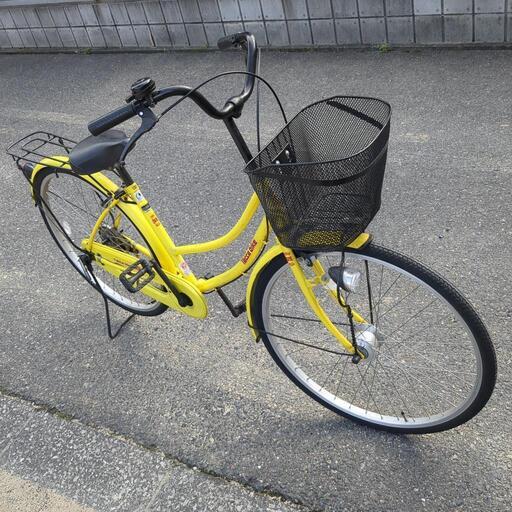 26インチ 黄色 LEDオートライト 自転車 ママチャリ