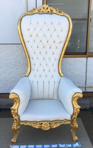EA258)キングチェア  アンティーク調 エジプト輸入品 幅：約90cm 高さ：約180cm 奥行：約65cm 中古品【取りに来られる方限定】